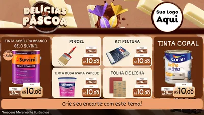 Modelo de TV para TV Horizontal com o tema Delícias de Páscoa para Tintas e Ferramentas