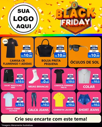Modelo de Rede Social para Feed Instagram com o tema Black Friday para Roupas e acessórios