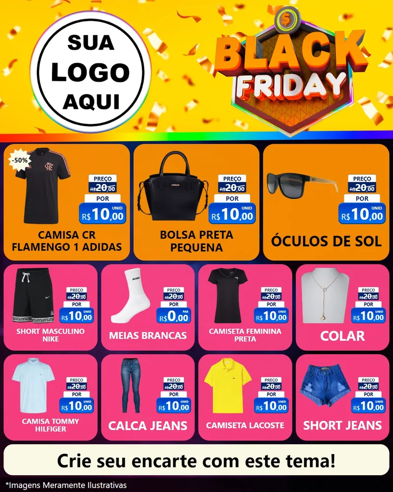 Modelo de Rede Social para Feed Instagram com o tema Black Friday para Roupas e acessórios