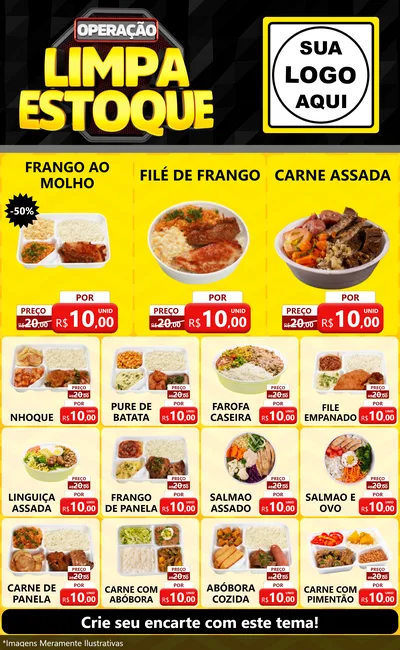 Modelo de Encarte para Encarte Grande com o tema Operação Limpa Estoque para Restaurante