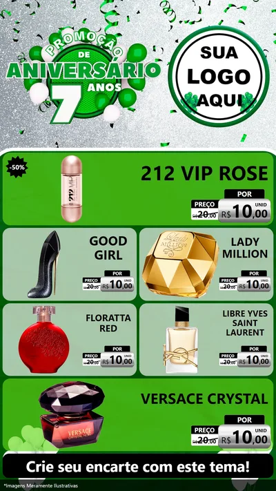 Modelo de TV para TV Vertical com o tema Promoção de Aniversário - 7 Anos para Perfumes