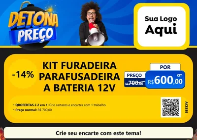 Modelo de Cartaz para Cartaz A4 Horizontal com o tema Detona Preços para Maquinas e Ferramentas