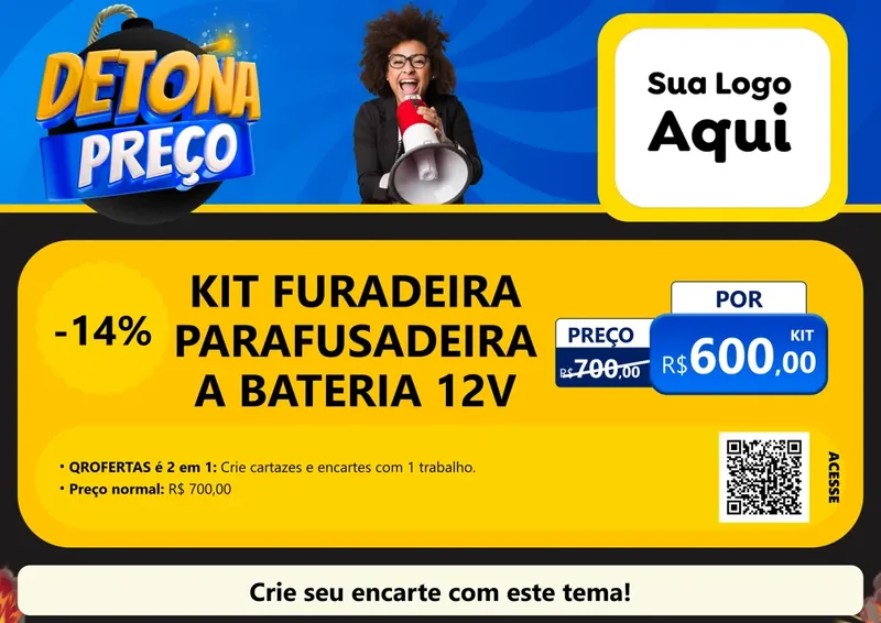 Modelo de Cartaz para Cartaz A4 Horizontal com o tema Detona Preços para Maquinas e Ferramentas