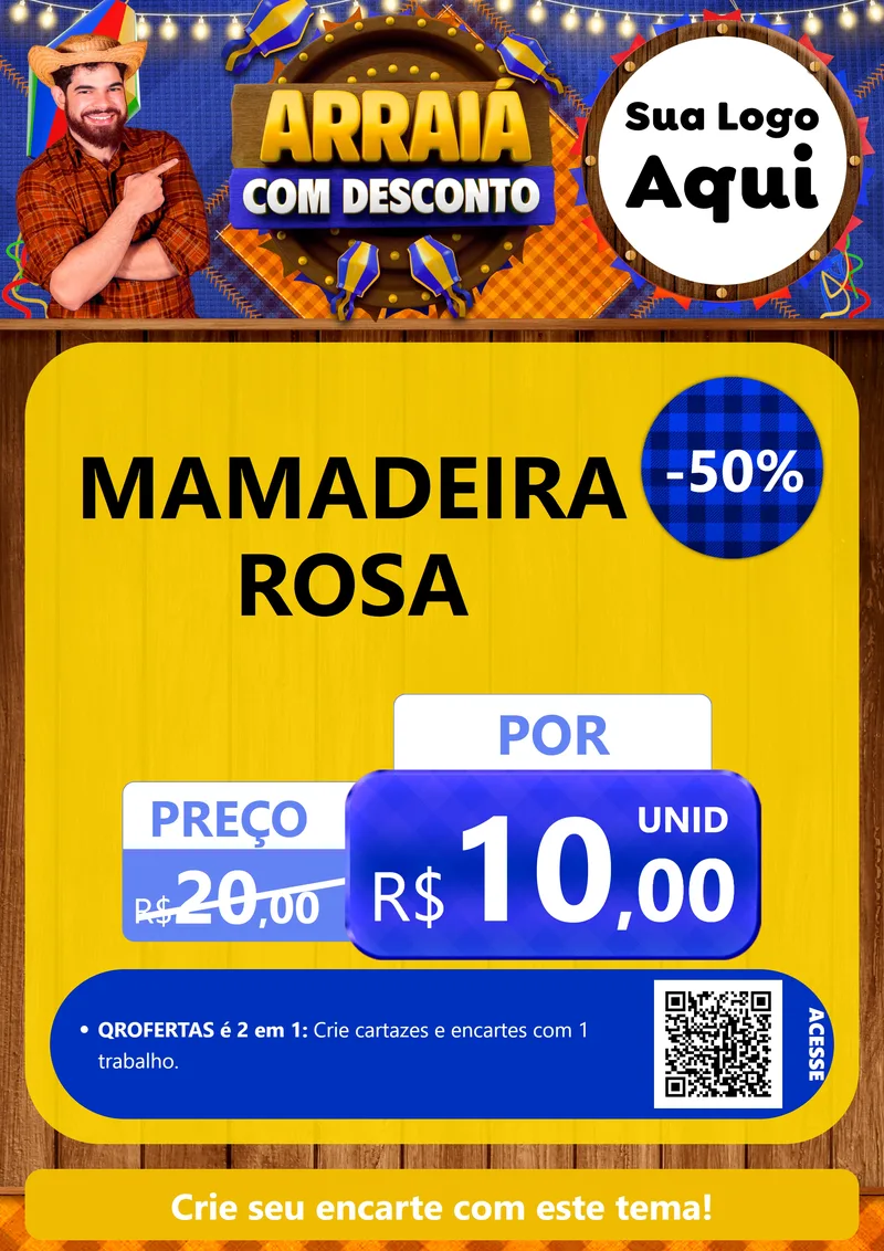 Modelo de Cartaz para Cartaz A4 Vertical com o tema Arraiá Com Desconto para Bebês
