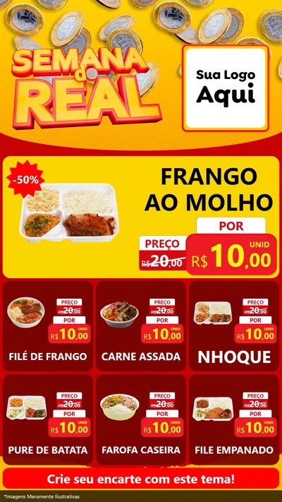 Modelo de Rede Social para Stories com o tema Semana do Real para Restaurante