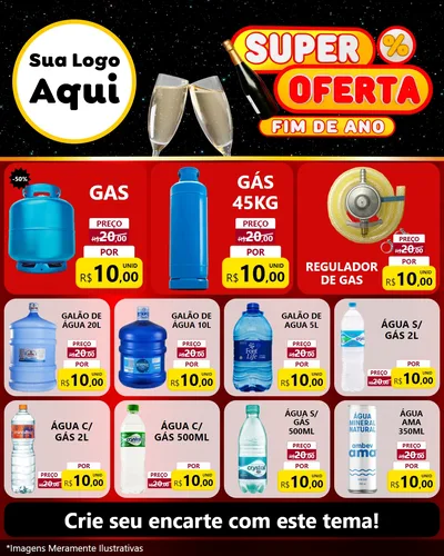 Modelo de Rede Social para Feed Instagram com o tema Super Oferta Fim de Ano para Água e gás