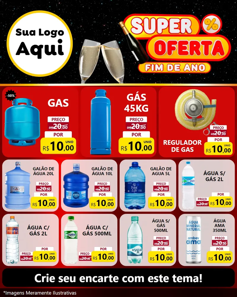 Modelo de Rede Social para Feed Instagram com o tema Super Oferta Fim de Ano para Água e gás