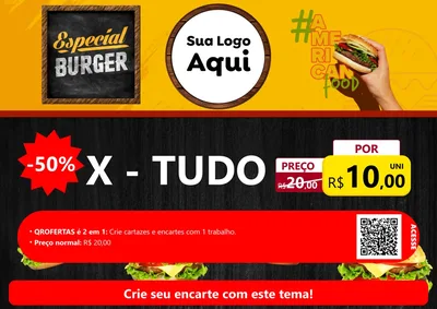 Modelo de Cartaz para Cartaz A4 Horizontal com o tema Especial Hambúrguer para Hamburgueria