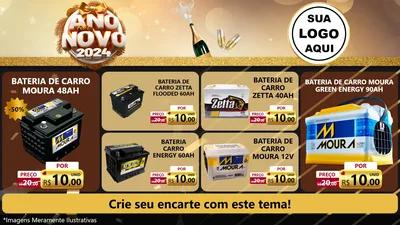 Modelo de TV para TV Horizontal com o tema Feliz Ano Novo 2027 para Baterias Elétricas
