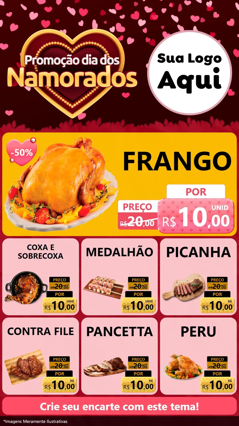 Modelo de Rede Social para Stories com o tema Promoção Dia Dos Namorados para Assados