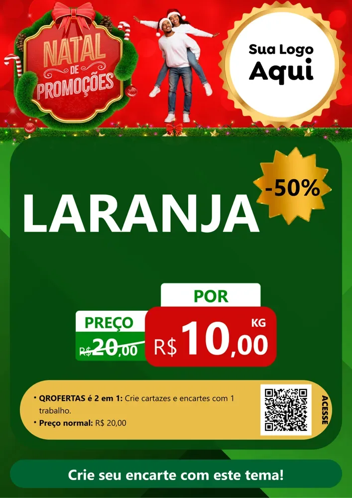 Modelo de Cartaz para Cartaz A4 Vertical com o tema Natal de Promoções para Hortifrúti