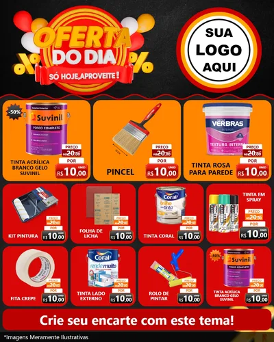 Modelo de Rede Social para Feed Instagram com o tema Oferta do Dia - Só hoje, Aproveite! para Tintas e Ferramentas