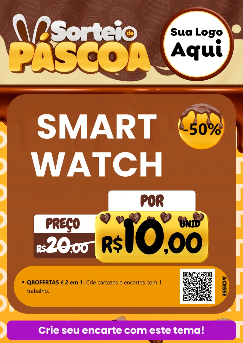 Modelo de Cartaz para Cartaz A4 Vertical com o tema Sorteio de Páscoa para Informática