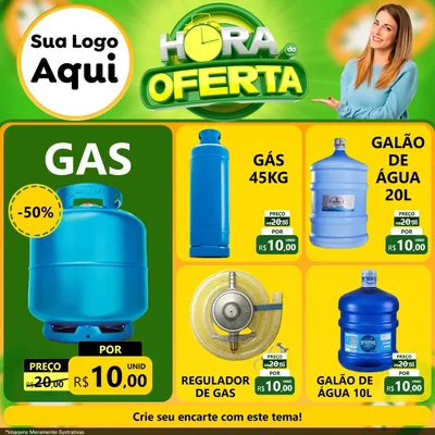 Modelo de Rede Social para Feed Facebook com o tema Hora da Oferta para Água e gás