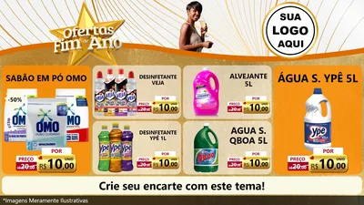 Modelo de TV para TV Horizontal com o tema Ofertas Fim de Ano para Produtos de Limpeza