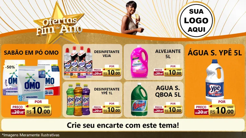 Modelo de TV para TV Horizontal com o tema Ofertas Fim de Ano para Produtos de Limpeza