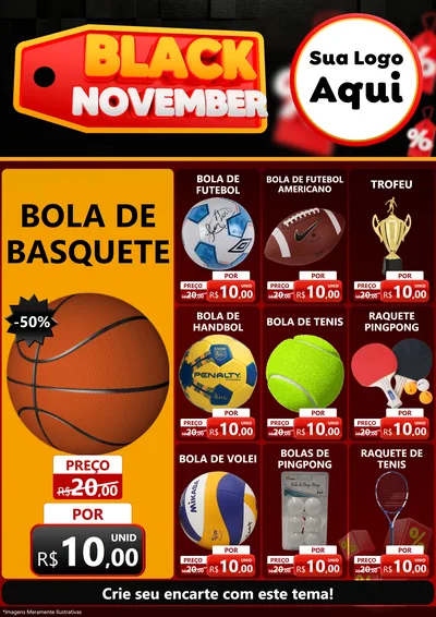 Modelo de Encarte para Encarte A4 Vertical com o tema Black November para Artigos Esportivos