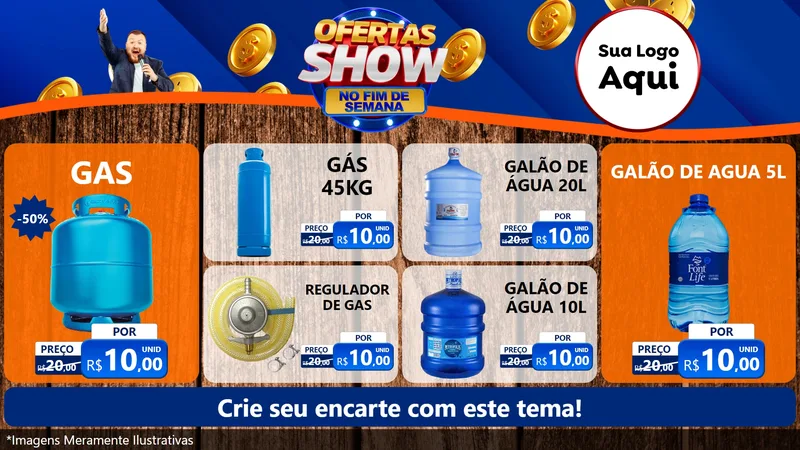 Modelo de TV para TV Horizontal com o tema Ofertas Show No Fim De Semana para Água e gás