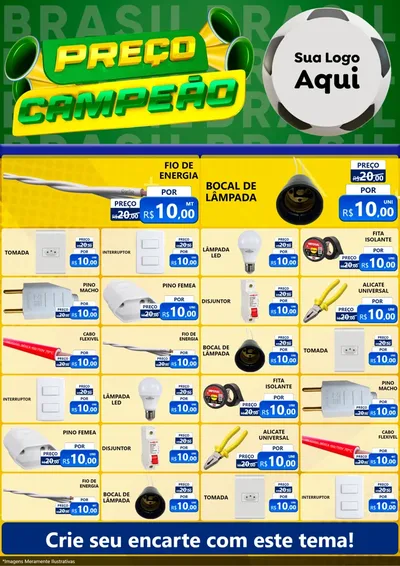 Modelo de Encarte para Encarte A4 Vertical com o tema Preço Campeão - Copa para Materiais Elétricos