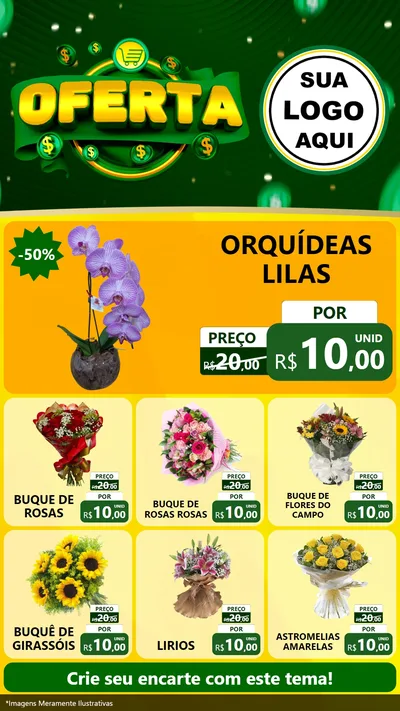 Modelo de Rede Social para Stories com o tema Oferta para Floricultura e jardim