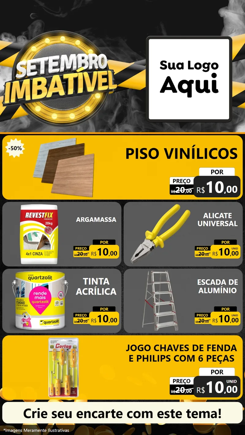 Modelo de TV para TV Vertical com o tema Setembro Imbatível para Material para Construção