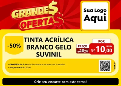 Modelo de Cartaz para Cartaz A4 Horizontal com o tema Grandes Ofertas para Tintas e Ferramentas