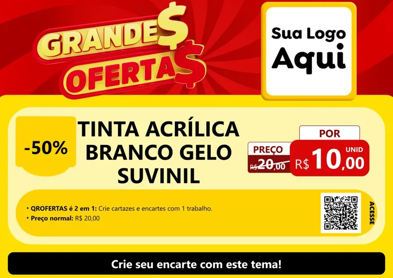 Modelo de Cartaz para Cartaz A4 Horizontal com o tema Grandes Ofertas para Tintas e Ferramentas