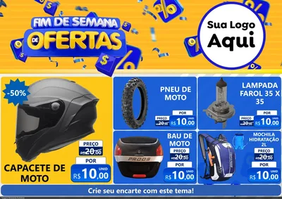 Modelo de Encarte para Encarte A4 Horizontal com o tema Fim de Semana de Ofertas para Moto peças