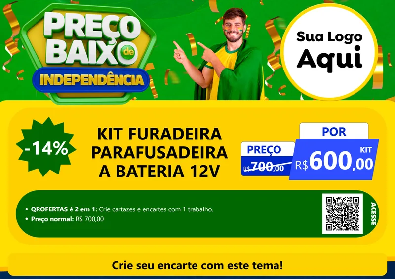 Modelo de Cartaz para Cartaz A4 Horizontal com o tema Preço Baixo de Independência para Maquinas e Ferramentas