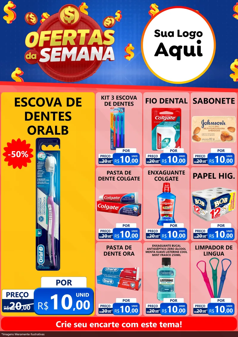 Modelo de Encarte para Encarte A4 Vertical com o tema Ofertas Da Semana para Higiene Pessoal