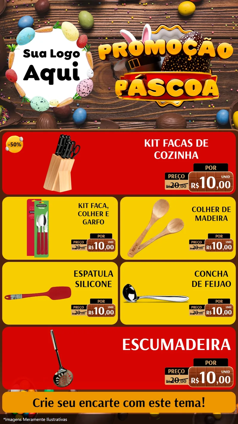 Modelo de TV para TV Vertical com o tema Promoção Páscoa para Utilidades Domésticas