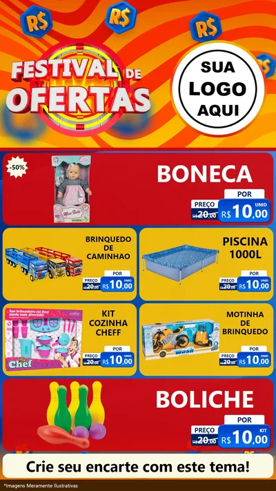 Modelo de TV para TV Vertical com o tema Festival de Ofertas para Brinquedos