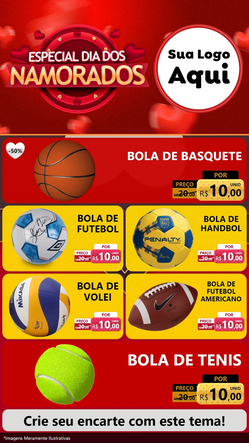 Modelo de TV para TV Vertical com o tema Especial Dia Dos Namorados para Artigos Esportivos
