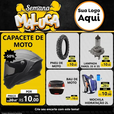 Modelo de Rede Social para Feed Facebook com o tema Semana Maluca para Moto peças