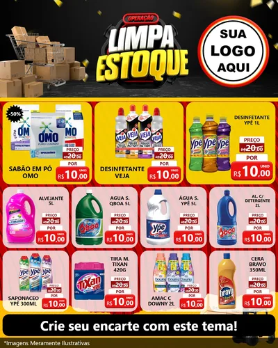 Modelo de Rede Social para Feed Instagram com o tema Operação Limpa Estoque para Produtos de Limpeza