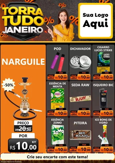 Modelo de Encarte para Encarte A4 Vertical com o tema Torra Tudo Janeiro para Tabacaria