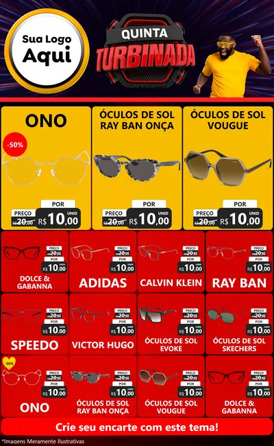 Modelo de Encarte para Encarte Grande com o tema Quinta Turbinada para Óticas