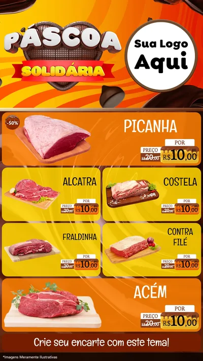 Modelo de TV para TV Vertical com o tema Páscoa Solidária para Açougue
