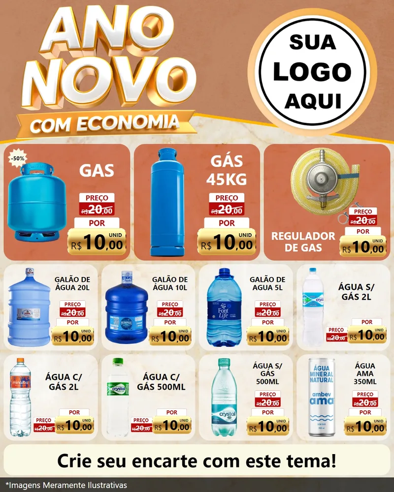 Modelo de Rede Social para Feed Instagram com o tema Ano Novo Com Economia para Água e gás