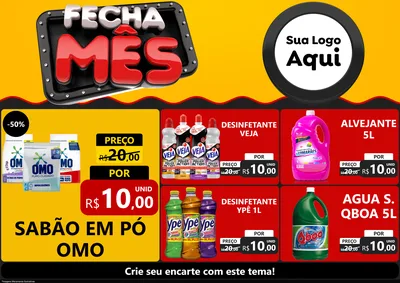 Modelo de Encarte para Encarte A4 Horizontal com o tema Fecha Mês para Produtos de Limpeza