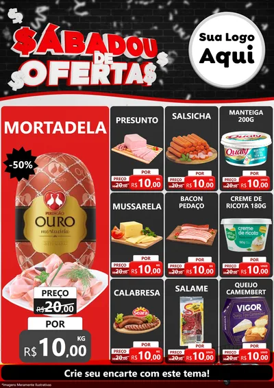 Modelo de Encarte para Encarte A4 Vertical com o tema Sabadou de Ofertas para Frios e Laticínios