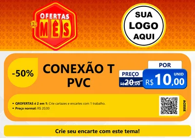 Modelo de Cartaz para Cartaz A4 Horizontal com o tema Ofertas do Mês para Tubos e conexões