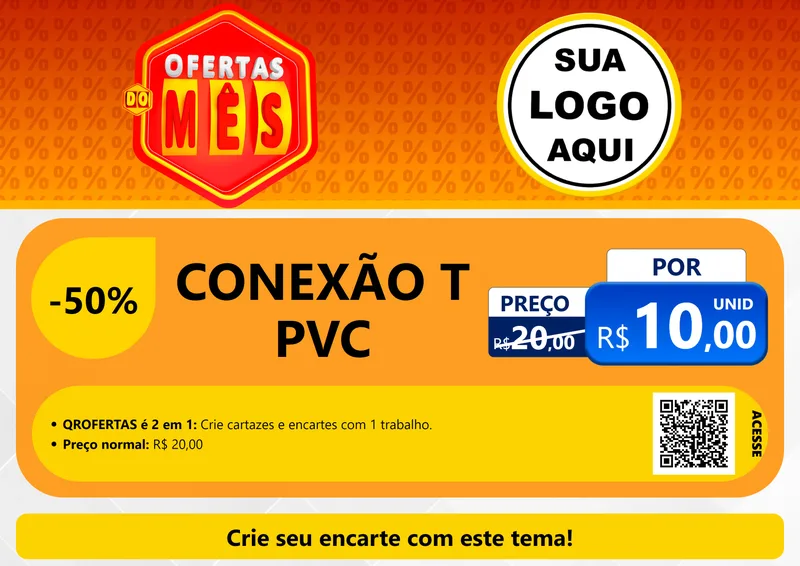 Modelo de Cartaz para Cartaz A4 Horizontal com o tema Ofertas do Mês para Tubos e conexões