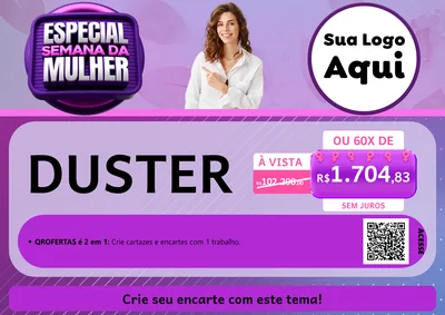 Modelo de Cartaz para Cartaz A4 Horizontal com o tema Especial Semana da Mulher para Concessionaria de Carros