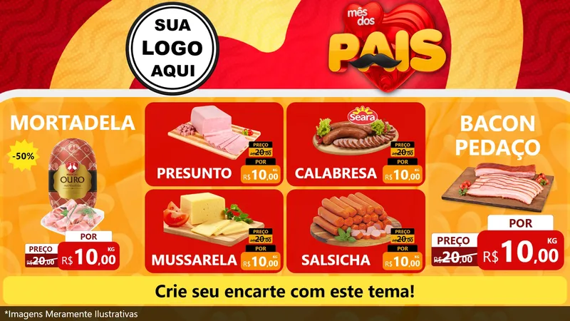 Modelo de TV para TV Horizontal com o tema Mês Dos Pais para Frios e Laticínios