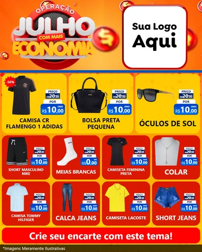 Modelo de Rede Social para Feed Instagram com o tema Operação Julho Com Mais Economia para Roupas e acessórios