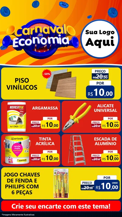 Modelo de TV para TV Vertical com o tema Carnaval da Economia para Material para Construção