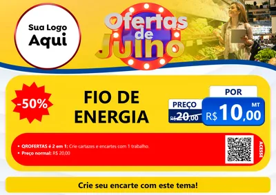 Modelo de Cartaz para Cartaz A4 Horizontal com o tema Ofertas de Julho para Materiais Elétricos