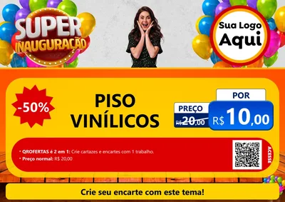 Modelo de Cartaz para Cartaz A4 Horizontal com o tema Super Inauguração para Material para Construção