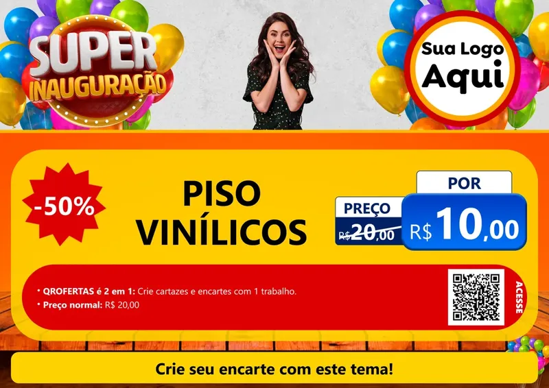 Modelo de Cartaz para Cartaz A4 Horizontal com o tema Super Inauguração para Material para Construção